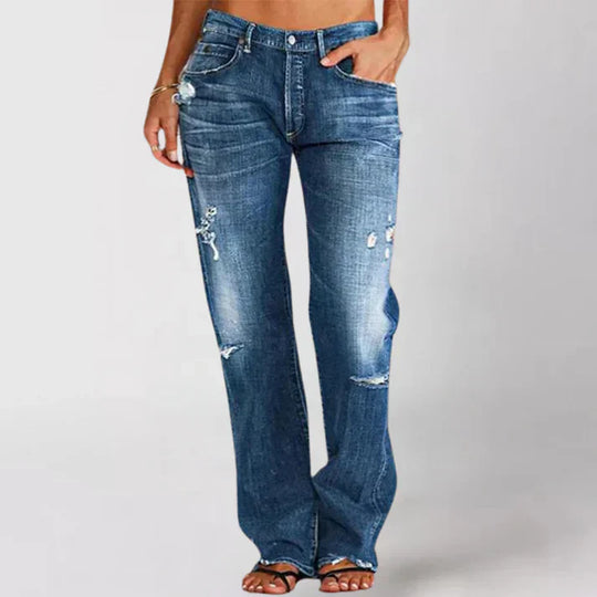 Lucia |  Distressed Wide-Leg Jeans