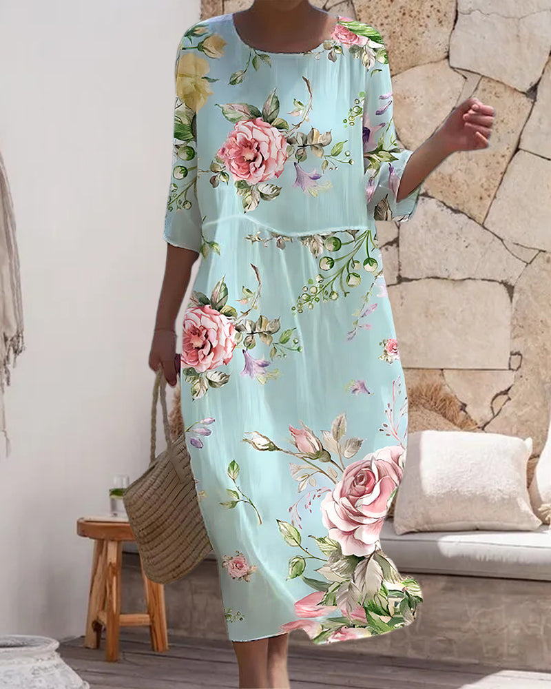 Freya | Flattering Floral Midi Dress