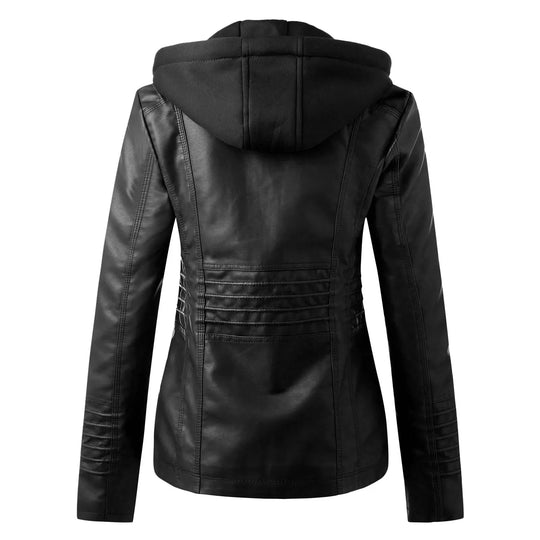 Lilla | Leather Hooded Jacket