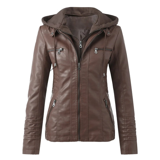 Lilla | Leather Hooded Jacket