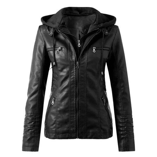 Lilla | Leather Hooded Jacket