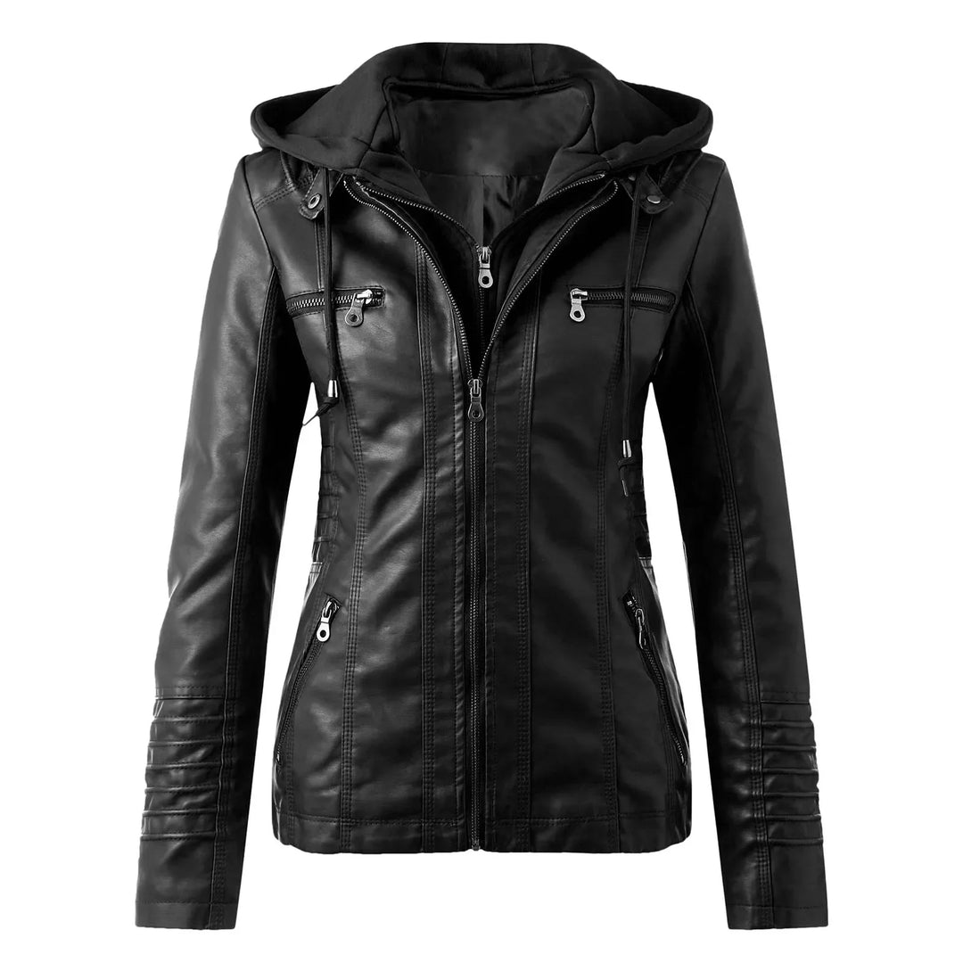 Lilla | Leather Hooded Jacket