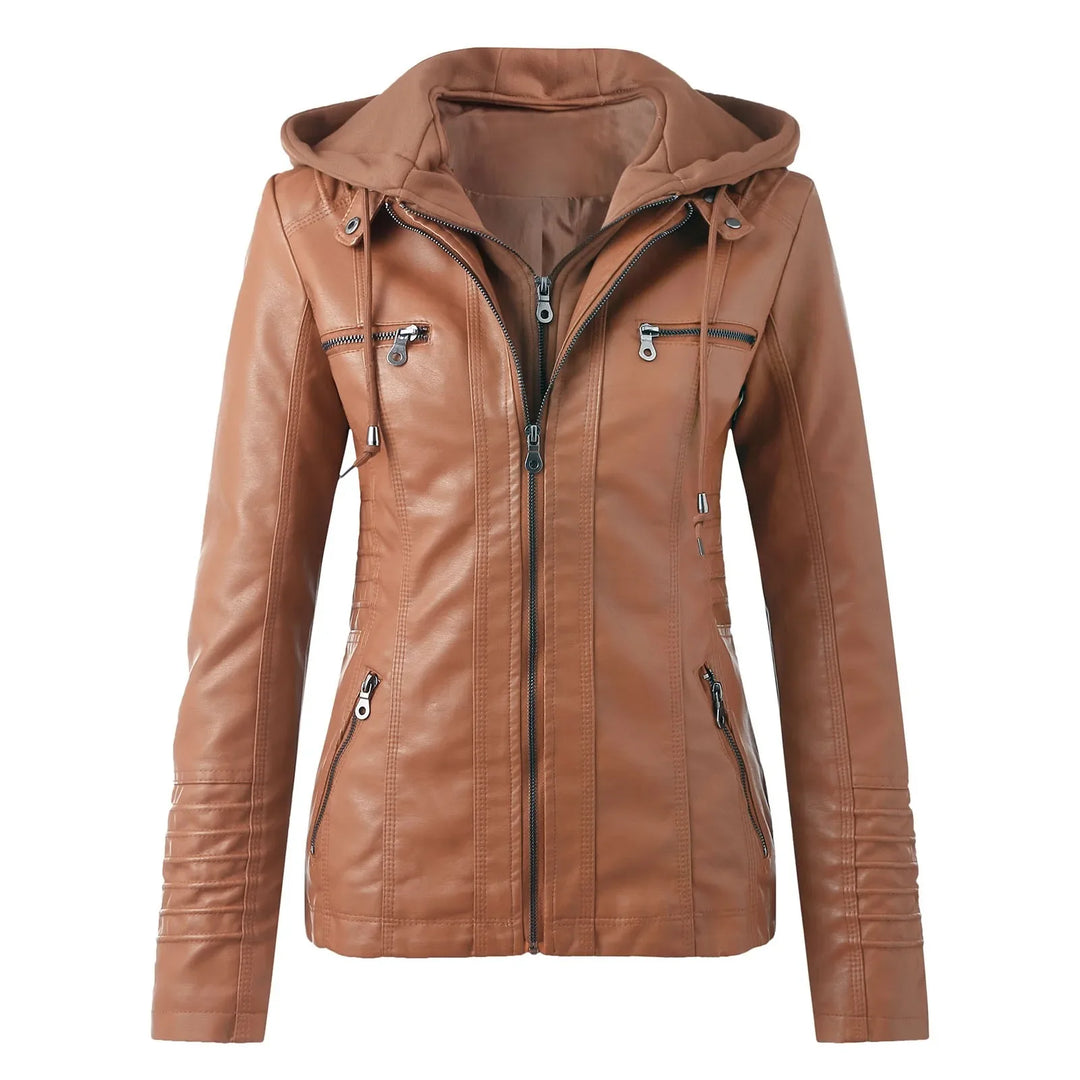 Lilla | Leather Hooded Jacket